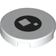 Tile Round 2 x 2 with Brickheadz Eye Print / White