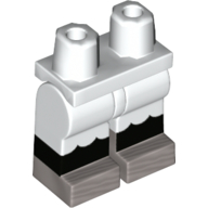 Lego Hips with White Legs and Black Boots Pattern with Dress/Ruffles, Silver Feet / White