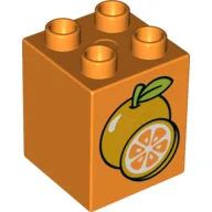 Duplo Brick 2 x 2 x 2 with Oranges Print / Orange