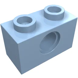 Technic Brick 1 x 2 [1 Pin Hole] / Bright Light Blue