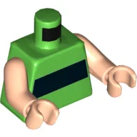 Torso, Horizontal Black Stripe Print (Powerpuff Girls), Light Arms and Hands / Bright Green