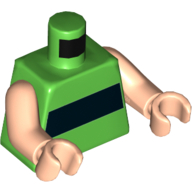 Lego Torso Horizontal Black Stripe Print (Powerpuff Girls), Light Arms and Hands / Bright Green