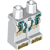 Lego Hips and White Legs with Dark Turquoise/Gold Decorations, Gold Toes print / White