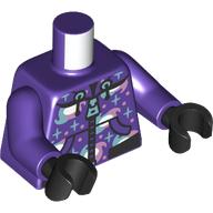 Lego Torso, Black Zipper, Pockets, Metallic Blue/Pink Stars, Galaxies print, Dark Purple, Black Hands / Dark Purple