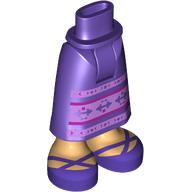 Lego Minidoll Hips and Skirt with Exposed Ankles with Nougat Legs, Dark Purple Shoes, Lavender/Magenta Decorations print / Dark Purple