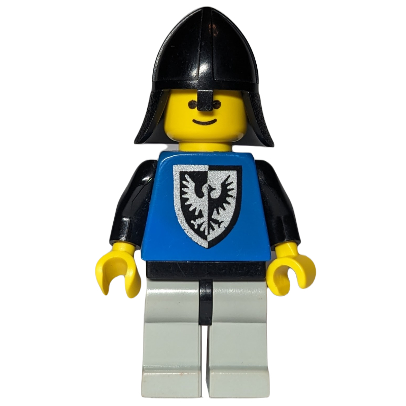 Lego Knight (Black Falcon) - Light Gray Legs, Neck-Protector