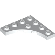 Lego Plate Special 4 x 4 with 3 x 3 Quarter Round Cutout / White