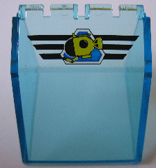 Lego Windscreen 4 x 4 x 3 Canopy with Yellow Submarine on Blue Triangle with Black Stripes Pattern (Sticker) - Set 1782