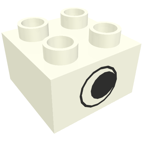 Lego Duplo Brick 2 x 2 with Eye without White Spot Print, on Two Sides / White