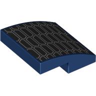 Lego Brick Curved 2 x 2 x 2/3 with Black/Silver Grill print / Dark Blue