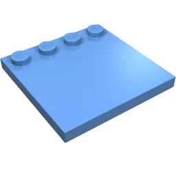 Plate Special 4 x 4, Studs on One Edge Plain] / Medium Blue