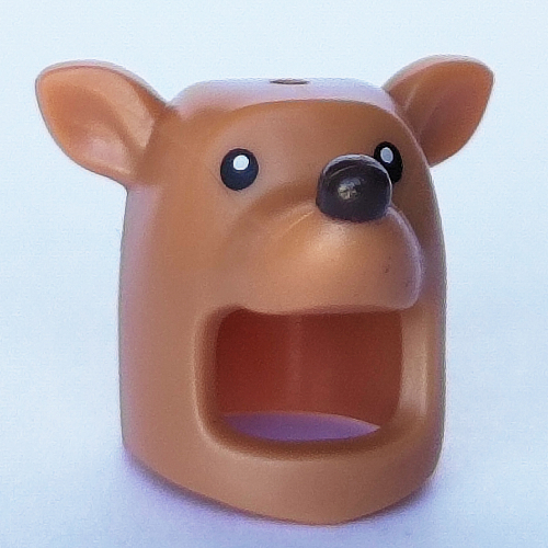 Lego Costume / Mask, Reindeer with Black Eyes, Dark Brown Nose print / Medium Nougat