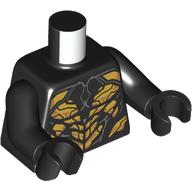 Lego Torso, Gold Armor, Dark Bluish Grey Veins print, Black Arms and Hands / Black