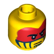 Minifig Head Tomahawk Warrior, Face Paint with Red War Paint Print [Blocked Open Stud] / Yellow