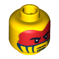 Lego Minifig Head Tomahawk Warrior, Face Paint with Red War Paint Print [Blocked Open Stud] / Yellow