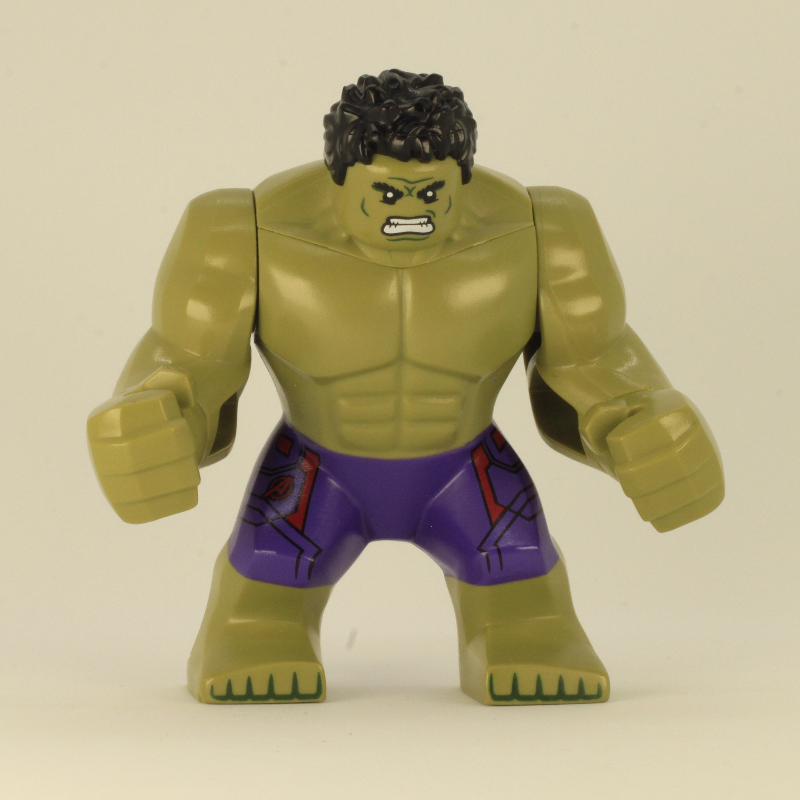 Lego Hulk (Big Fig), Black Hair, Dark Purple Pants with Print