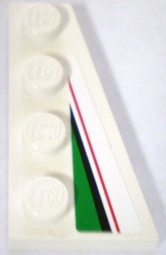 Lego Wedge, Plate 4 x 2 Right with Red, Black and Large Green Pattern (Sticker) - Set 8898