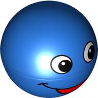 Lego Duplo Ball for Ball Tube with Red Open Mouth Smile and Black and White Eyes Print