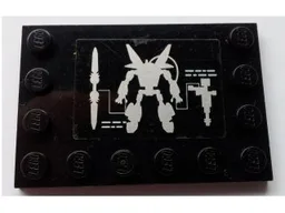 Tile, Modified 4 x 6 with Studs on Edges with Exo-Force Mech / Robot Pattern (Sticker) - Set 7709