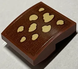 Slope, Curved 2 x 2 x 2/3 with Tan Spots Pattern (Sticker) - Set 40484 / Reddish Brown
