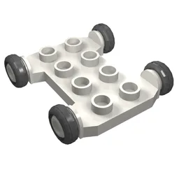 Duplo Vehicle Base 4 x 4 with 2 x 4 Studs and Black Wheels / Very Light Gray