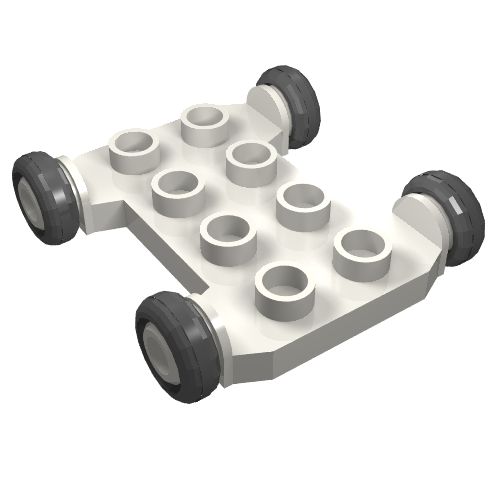 Lego Duplo Vehicle Base 4 x 4 with 2 x 4 Studs and Black Wheels / Very Light Gray