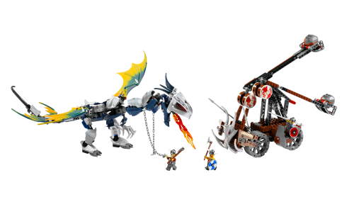 Lego Viking Double Catapult versus the Armored Ofnir Dragon
