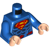Lego Torso Muscles with Dark Blue Highlights, Red Belt, Red and Yellow Superman 'S' Logo Print, Blue Arms, Light Nougat Hands / Blue