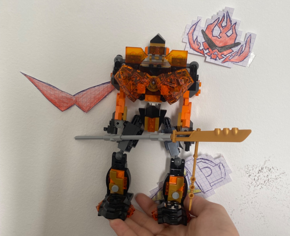 Lego Gurren Lagann inspired battle mech with diferent weapons