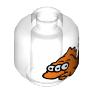 Lego Minifig Head 3-Eyed Orange Fish Print [Hollow Stud] / Trans-Clear