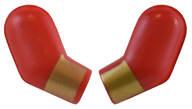 Lego Arm, (Matching Left and Right) Pair with Gold Cuffs / Stripes Pattern / Red