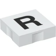 Duplo Tile 2 x 2 with Capital 'R' Print / White