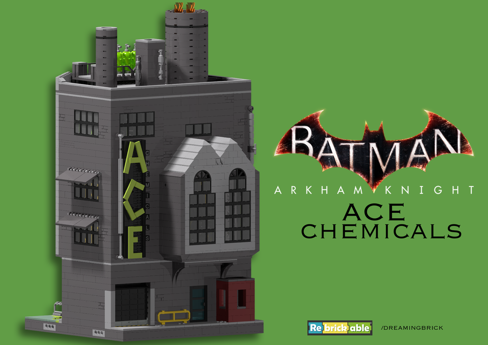 Lego ACE Chemical Building with Man-Bat-Lab