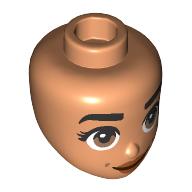 Lego Minidoll Head, Black Eyebrows, Brown Eyes, Nougat Lips / Nougat