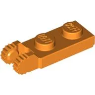 Hinge Plate 1 x 2 Locking with 2 Fingers On End, with Groove, 9 Teeth / Orange