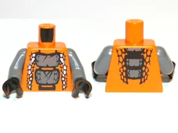Torso Ninjago Snake with Dark Bluish Gray and White Scales Pattern (Chokun) / Dark Bluish Gray Arms / Black Hands
