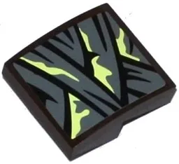 Slope, Curved 2 x 2 x 2/3 with Dark Bluish Gray Wrappings with Yellowish Green Stains Pattern (Sticker) - Set 70737