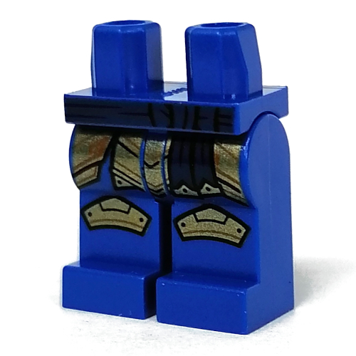 Lego Hips and Blue Legs with Yellow Knee Pads, Robe, Dark Blue Belt print / Blue
