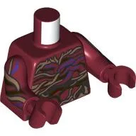 Torso, Dark Purple/Gold/Dark Brown/Nougat Vines Print, Dark Red Arms and Hands