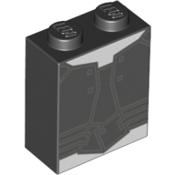 Lego Brick 1 x 2 x 2 with Inside Stud Holder with Gamora Suit print / Black