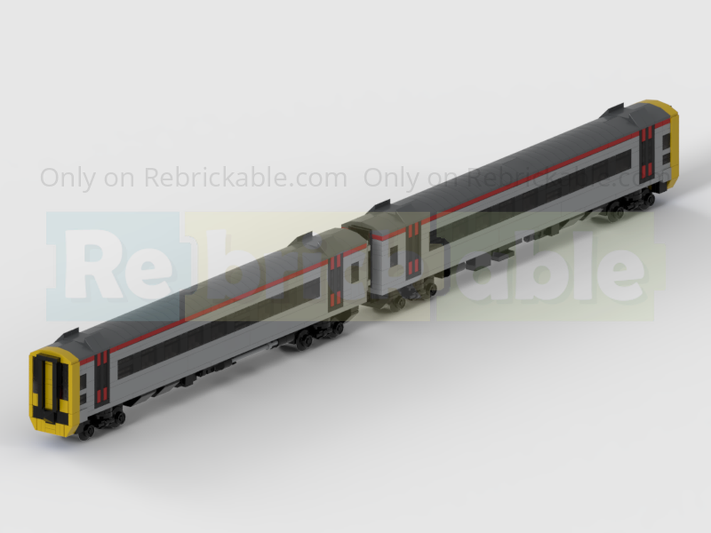 Lego 4-Wide Class 158 2 Carriage DMU Train In Transport For Wales Livery