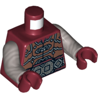 Lego Torso Armor with Belt with Large Silver Buckle and Diamond Print, Flat Silver Arms, Dark Red Hands / Dark Red