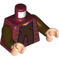 Lego Torso Robe, Reddish Brown 'X', Horizontal Trim Print (Chancellor Palpatine), Dark Brown Arms, Light Nougat Hands / Dark Red