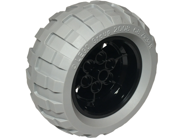 Lego Wheel 43.2mm D. x 26mm Technic Racing Small, 6 Pin Holes with Light Bluish Gray Tire 68.7 x 34 R (56908 / 61480)