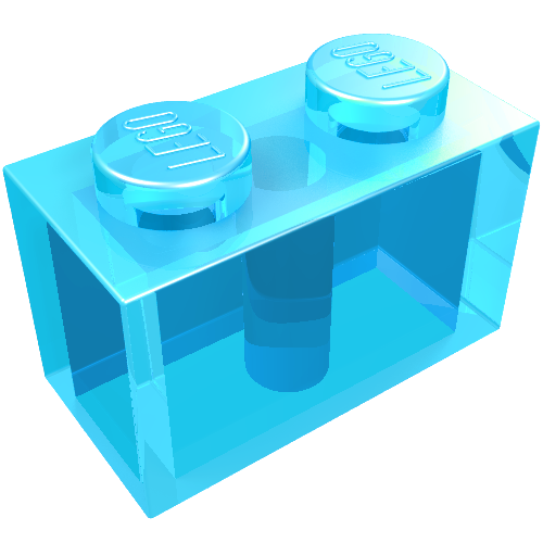 Lego Brick 1 x 2 / Trans-Light Blue
