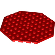 Lego Plate Special 10 x 10 Octagonal with Hole / Red