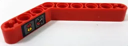 Technic, Liftarm, Modified Bent Thick 1 x 9 (6 - 4) with Black Gauge and Red and Yellow Buttons Pattern Model Right Side (Sticker) - Set 8443