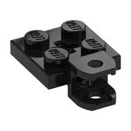 Plate Special 2 x 2 with Towball Socket, Short, Flattened with Holes and Axle Hole in Center / Black