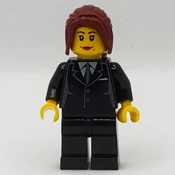 Woman, Black Suit with Tie, Dark Red Hair