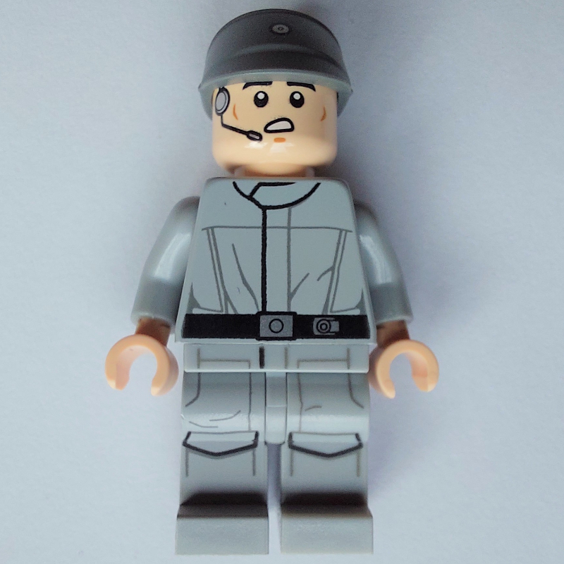 Lego Imperial Crew, Light Bluish Gray Uniform, Dark Bluish Gray Cap, Plain Arms